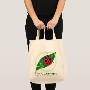 Bolso De Tela Cute Red ladybug Green Love Leaf niñitas