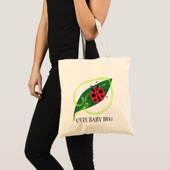 Bolso De Tela Cute Red ladybug Green Love Leaf niñitas (Anverso (producto))