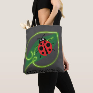 Bolso De Tela Cute Red ladybug Green Love Leaf niñitas