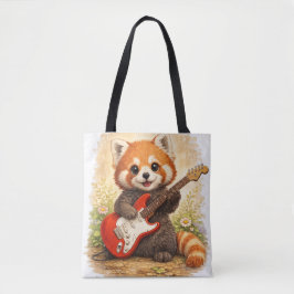 Bolso De Tela Cute Red Panda Guitar Tote Bag Kawaii Animal