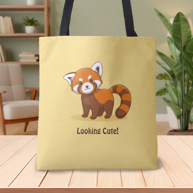 Bolso De Tela Cute Red Panda on Yellow (Subido por el creador)