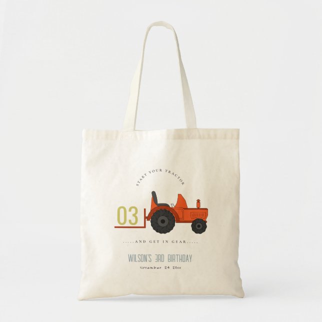 Bolso De Tela Cute Red Rust Farm Tractor Niños De Cualquier Edad (Frente)
