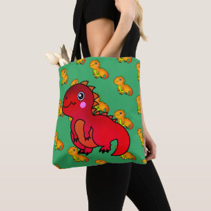 Bolso De Tela Cute Red Trex Happy Dinosaur