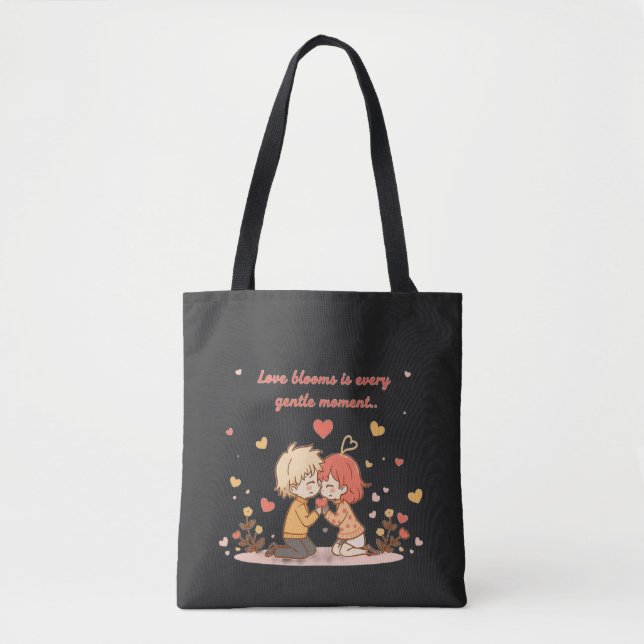 Bolso De Tela Cute Romantic Anime Couple - Love Moment (Anverso)