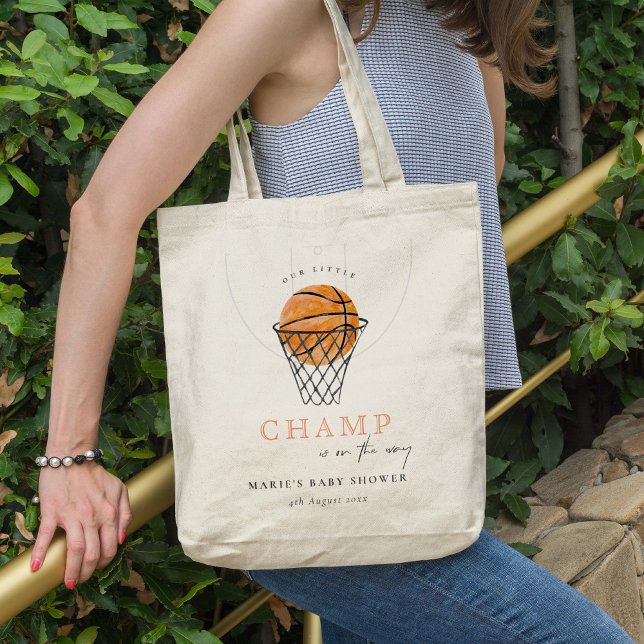 Bolso De Tela Cute Rust Our Little Champ Basketball Baby Shower (Subido por el creador)