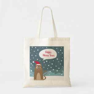 Bolso De Tela Cute santa claus gatito en el paisaje de la nieve