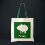 Bolso De Tela Cute sheep tote bag personalized for kids<br><div class="desc">Cute sheep tote bag personalized for kids. Handy for school books,  shopping,  sports and more. Cute Birthday or Christmas gift idea for boys and girls. Farm animal design with customizable color green background. Personalized school supplies for children. Fun for kindergarten,  grammar school,  elementary school etc.</div>