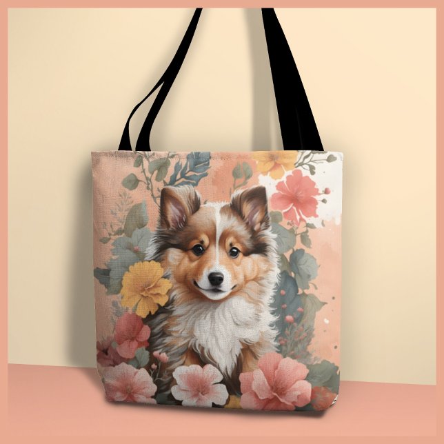 Bolso De Tela Cute Shetland Sheepdog Puppy (Subido por el creador)