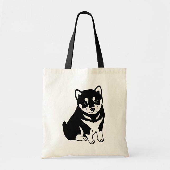 Bolso De Tela Cute Shiba Inu Puppy Art (Frente)