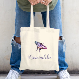 Bolso De Tela Cute Simple Mariposa Elegante Minimalista Personal