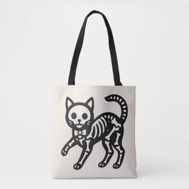Bolso De Tela Cute Skeleton Cat (Anverso)