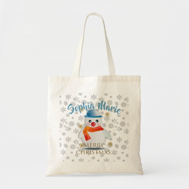 Bolso De Tela Cute Snowman (Frente)