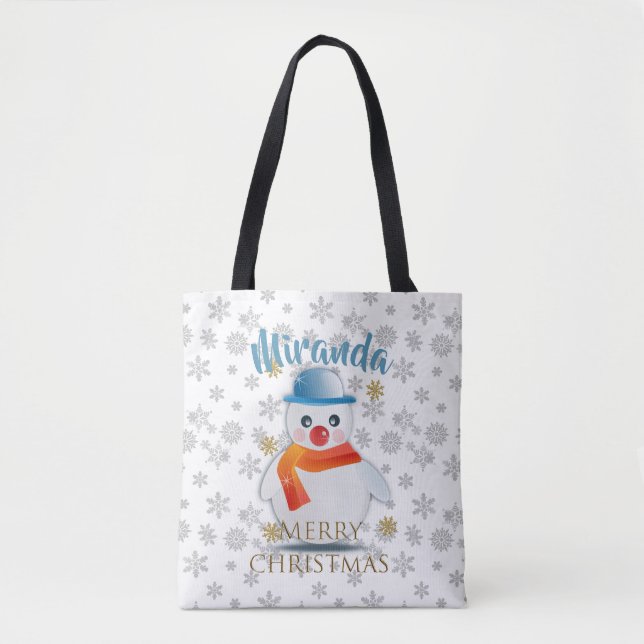 Bolso De Tela Cute Snowman (Anverso)