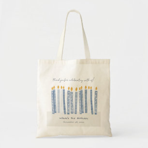 Bolso De Tela Cute Soft Pastel Blue Watercolor Velas de Cumpleañ