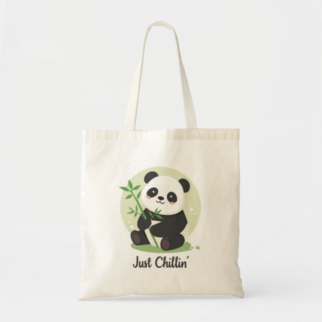 Bolso De Tela Cute "Sólo Relajándose" Panda (Frente)