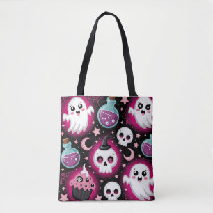Bolso De Tela Cute Spooky Halloween Pattern with Ghosts, Skulls