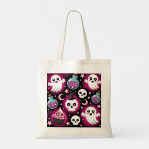 Bolso De Tela Cute Spooky Halloween Pattern with Ghosts, Skulls