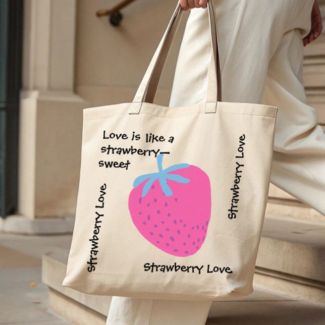 Bolso De Tela Cute Strawberry Love – Valentine’s Day Tote Bag (Subido por el creador)