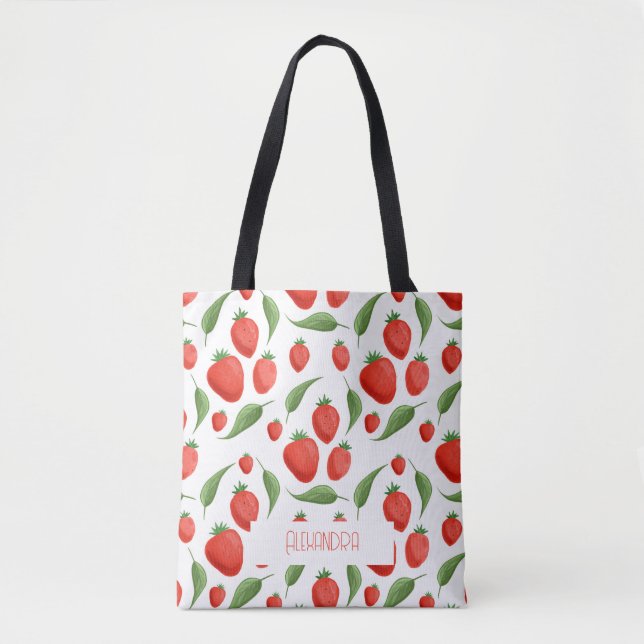 Bolso De Tela Cute Strawberry Pattern Eco Tote Bag (Anverso)
