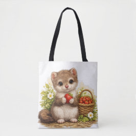 Bolso De Tela Cute Strawberry Weasel Tote Bag – Kawaii Woodland
