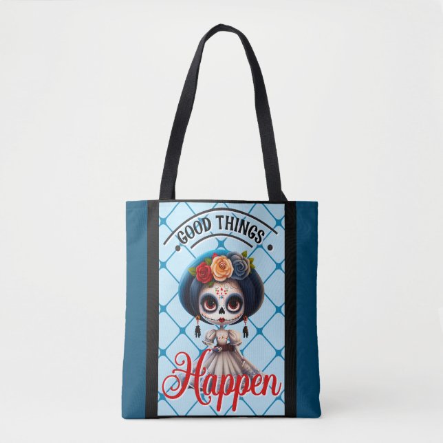 Bolso De Tela Cute Sugar Skull (Anverso)
