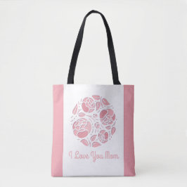 Bolso De Tela Cute te te amo, mamá Rosa Día de Madre Blanca