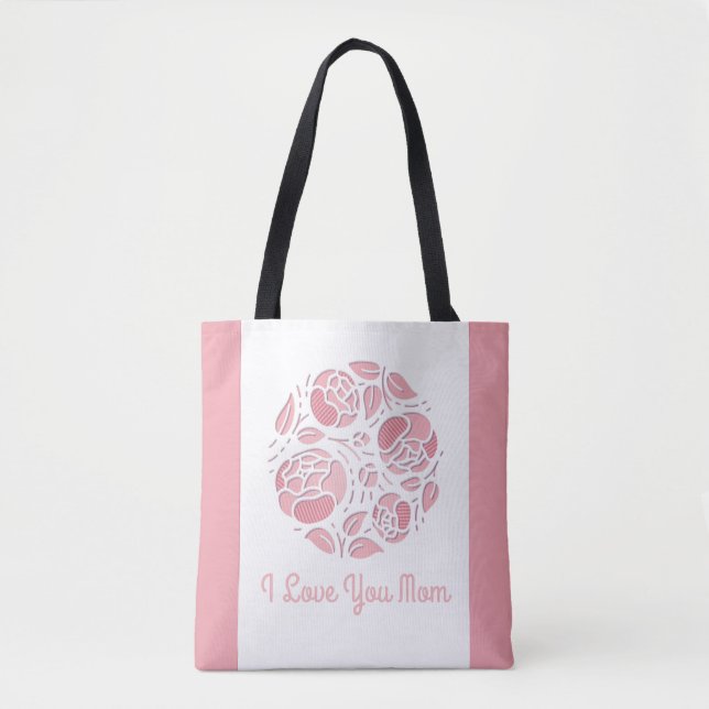 Bolso De Tela Cute te te amo, mamá Rosa Día de Madre Blanca (Anverso)