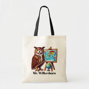 Bolso De Tela Cute Teacher owl agregar personalizable de nombres