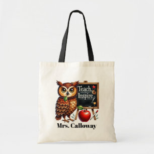 Bolso De Tela Cute Teacher owl agregar personalizable de nombres