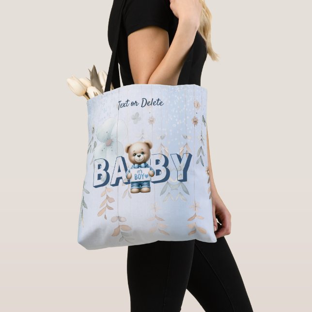 Bolso De Tela Cute Teddy Bear Floral Azul Bella (Detalle)