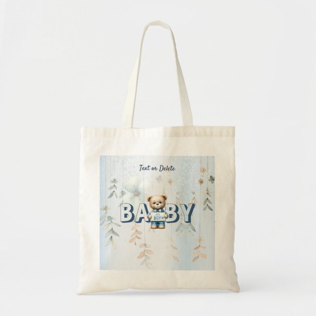 Bolso De Tela Cute Teddy Bear Floral Azul Bella (Frente)