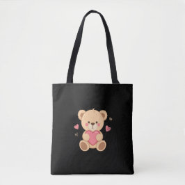 Bolso De Tela Cute Teddy Bear Holding Heart – love