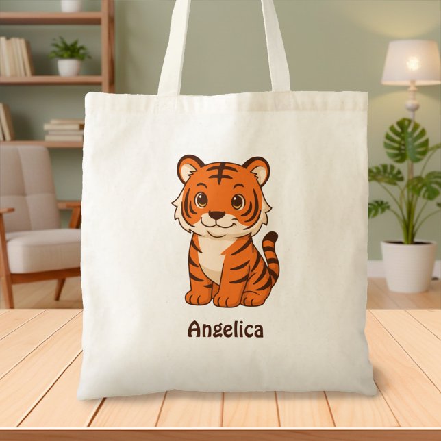 Bolso De Tela Cute Tiger Cub Custom Name (Subido por el creador)