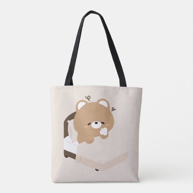 Bolso De Tela Cute Tired Brown Bear (Reverso)
