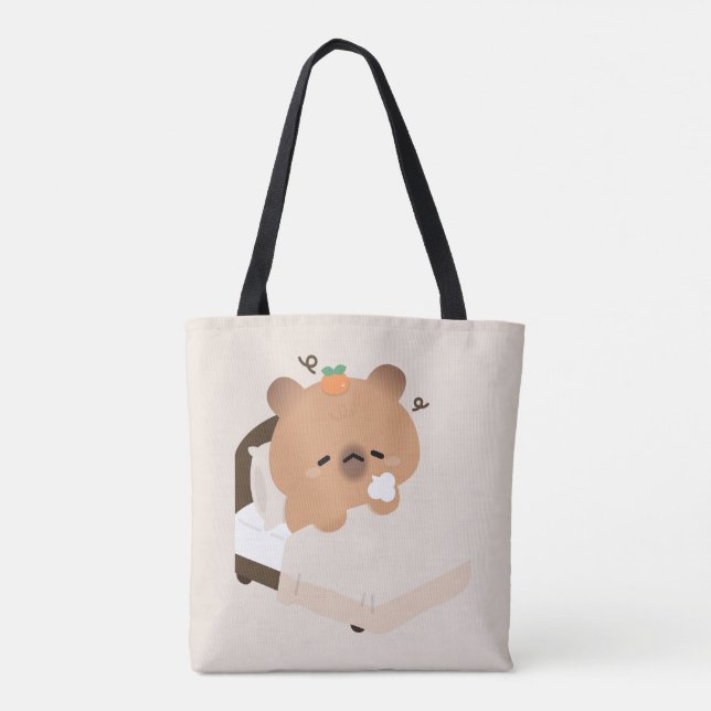 Bolso De Tela Cute Tired Capybara (Reverso)