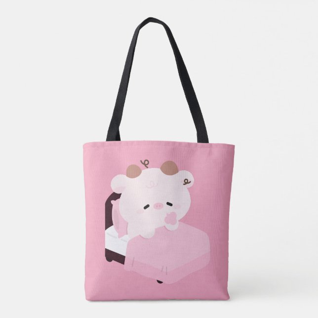 Bolso De Tela Cute Tired Cow (Reverso)