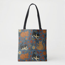 Bolso De Tela Cute Tuxedo and Orange Tabby Cats Autumn