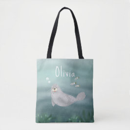 Bolso De Tela Cute Under the Sea Blue Ocean Seal
