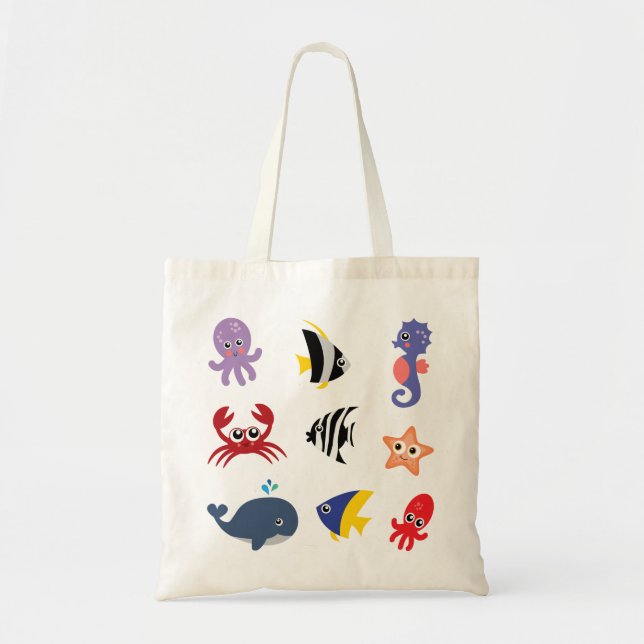 Bolso De Tela Cute Under the Sea - Criaturas marinas (Frente)