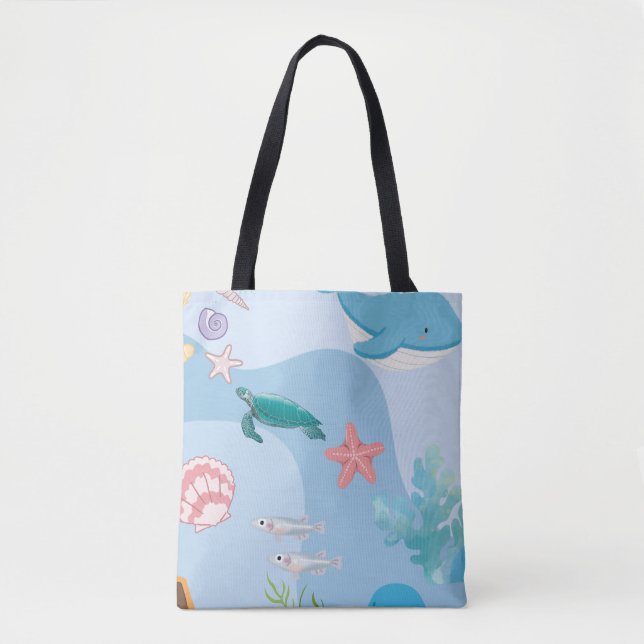 Bolso De Tela Cute Under the Sea Friends - tema subacuático (Anverso)