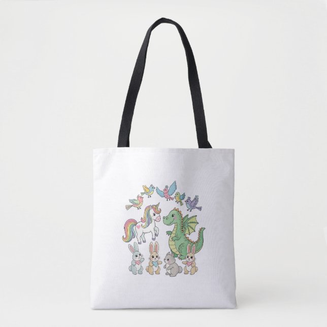 Bolso De Tela Cute Unicorn & Dragon Tote Bag for Kids (Anverso)