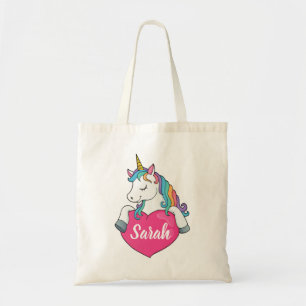 Bolso De Tela Cute Unicorn Nombre Personalizado