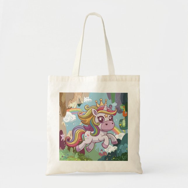 Bolso De Tela Cute Unicorn Pintura (Frente)