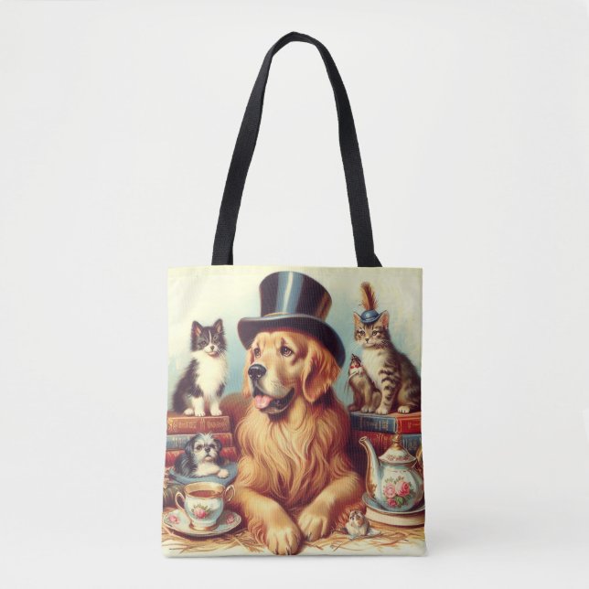 Bolso De Tela Cute Vintage Dog Pintura (Anverso)