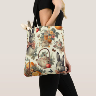 Bolso De Tela Cute Vintage Rabbit Pinting