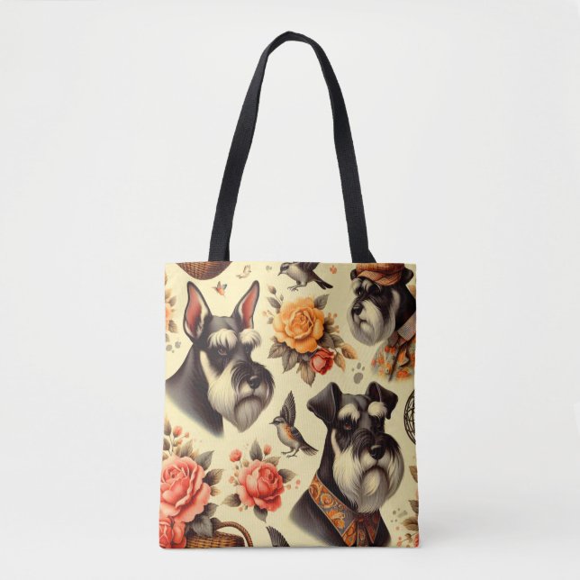 Bolso De Tela Cute Vintage Schnauzer (Anverso)