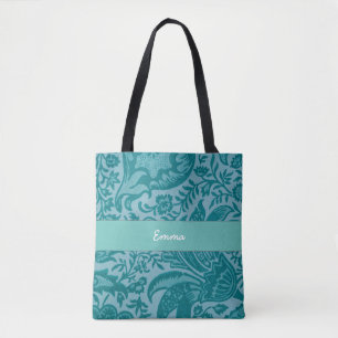 Bolso De Tela Cute Vintage Verde azulado Green Floral Botánica