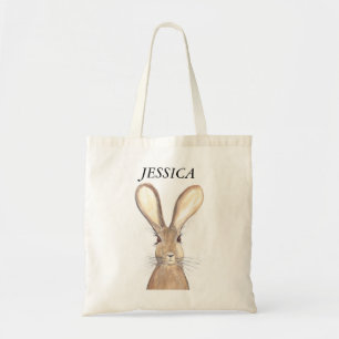 Bolso De Tela Cute Watercolor Rabbit Bunny Hare Floral de Pascua