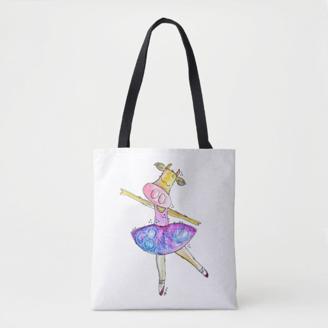 Bolso De Tela Cute Whimsical Ballerina Cow (Anverso)