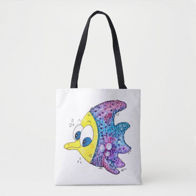 Bolso De Tela Cute Whimsical Colorous Fish (Anverso)